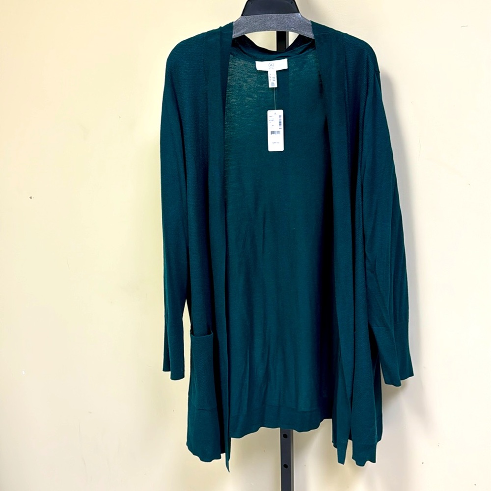 Plus size A MTL 1980 long green cardigan sweater